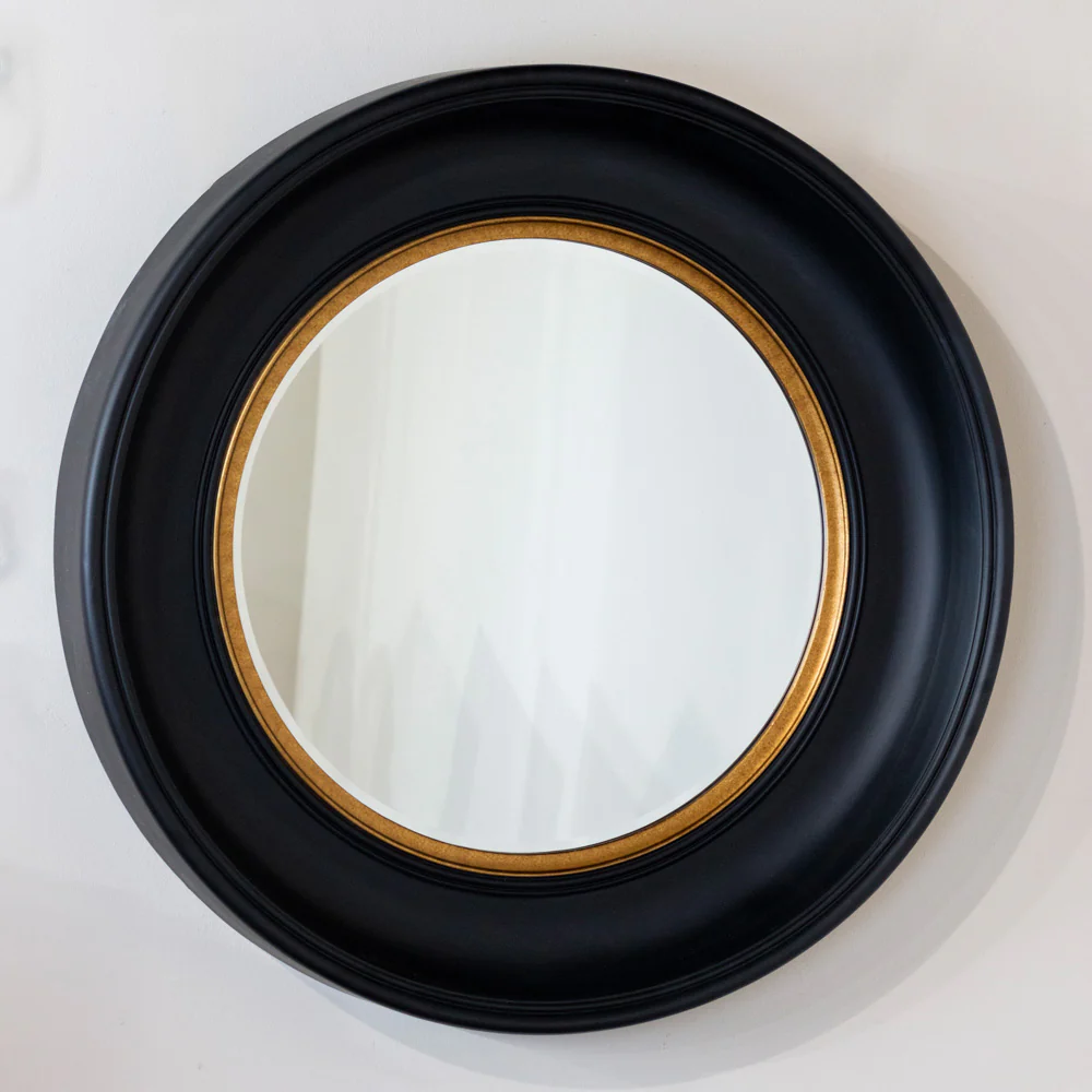 Marcella Deep Round Mirror Black Gold – 90cm Solid Frame - Image 2