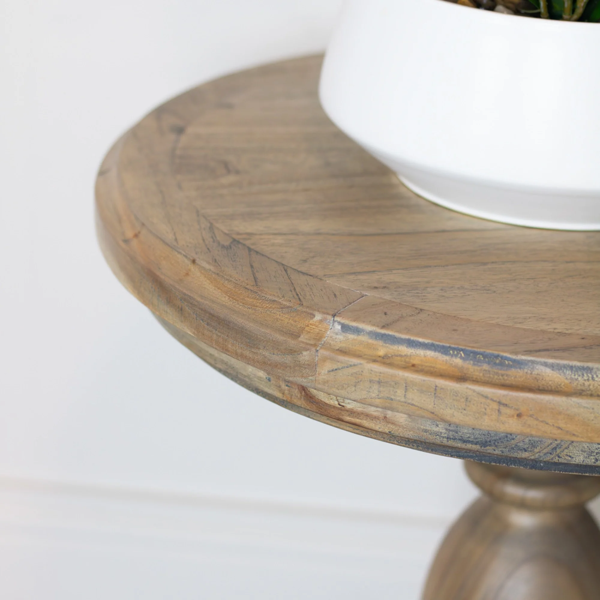 Marwood Pillar Wooden Side Table – Rustic Round End Table - Image 5