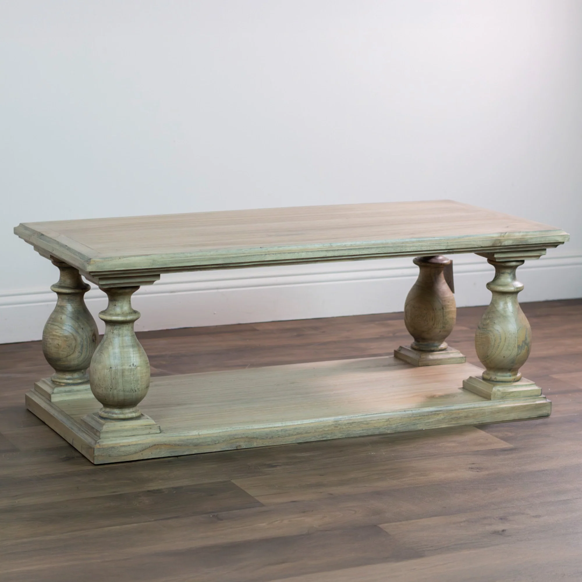 Marwood Rustic Wooden Pillars Coffee Table – Rectangle Living Room Furniture - Image 4