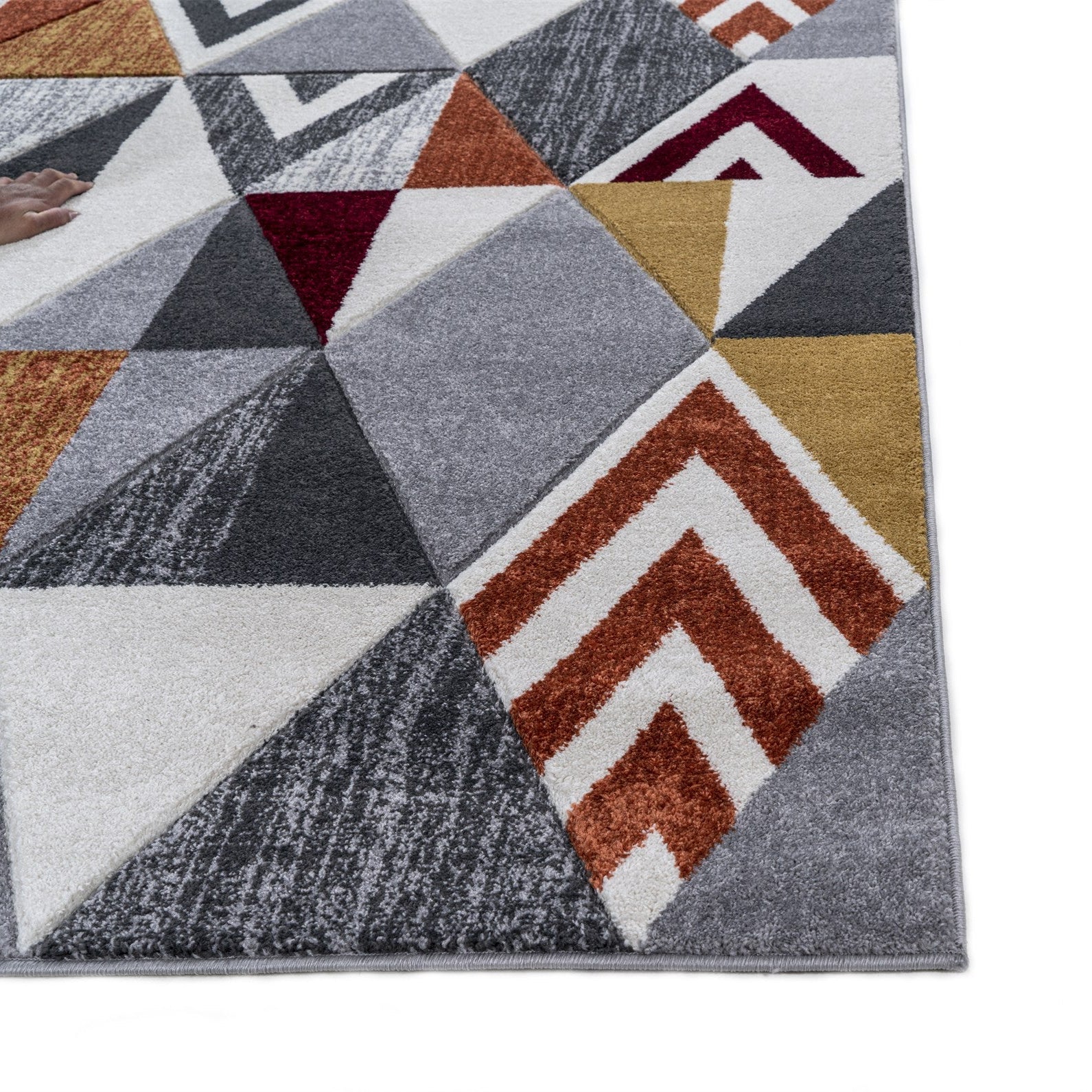 Mason Geometric Rug - 100 Grey Orange - Image 4