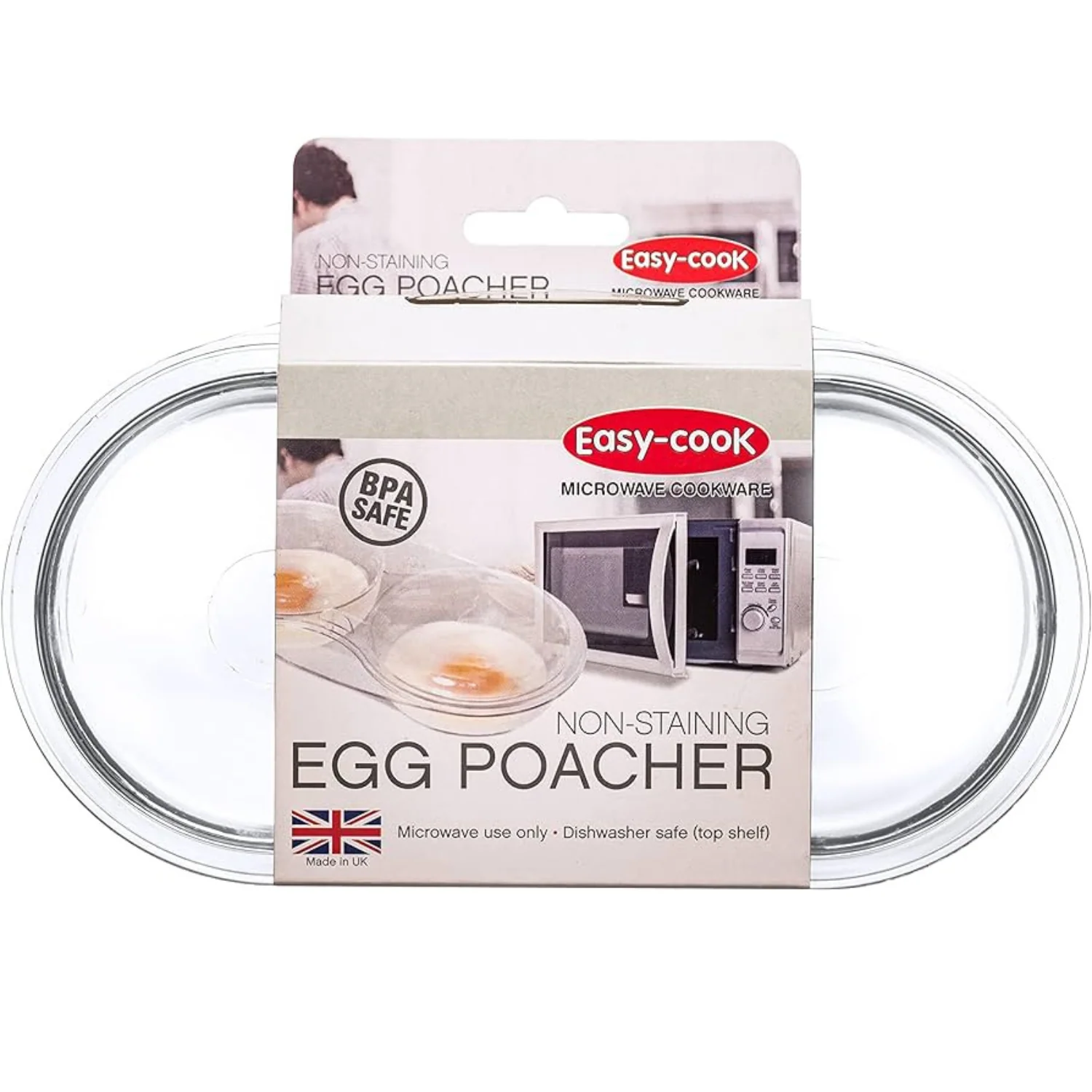 Microwave 2 Egg Poacher Clear – Easy Egg Poacher for Quick Breakfasts & Efficient Food Preparation at Home