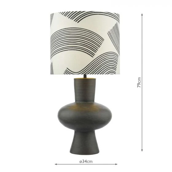Miho Resin Table Lamp Black with Cream Linen Cylinder Shade for Modern Home Decor - Image 5