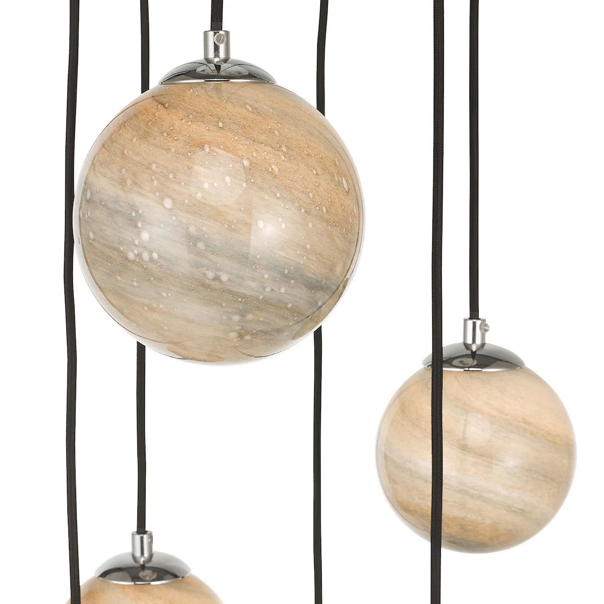 Mikara 6 Light Cluster Pendant Chrome & Planet Glass Hanging Ceiling Light for Modern Home Decor - Image 3
