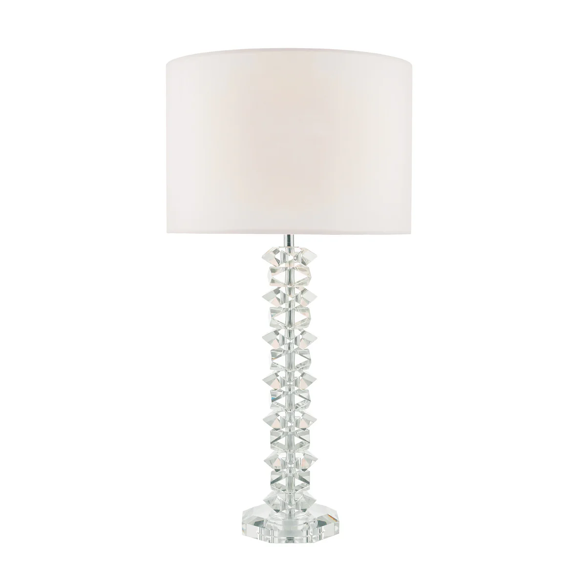 Mina Table Lamp Crystal and Polished Chrome with Cream Drum Shade for Home Decor Lighting