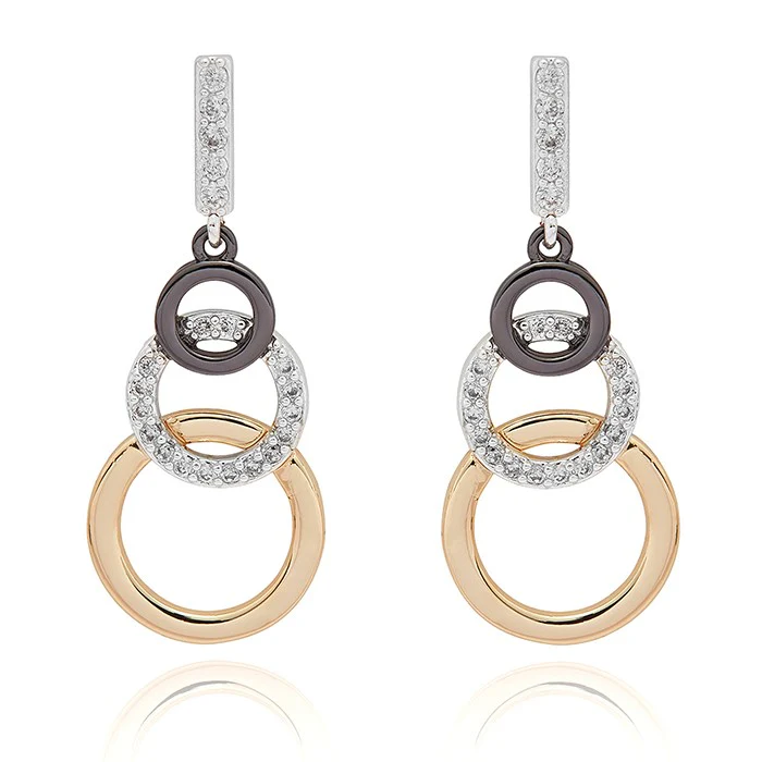 Mixed Metal Elegant Circles Earrings - Studs Earrings Collection
