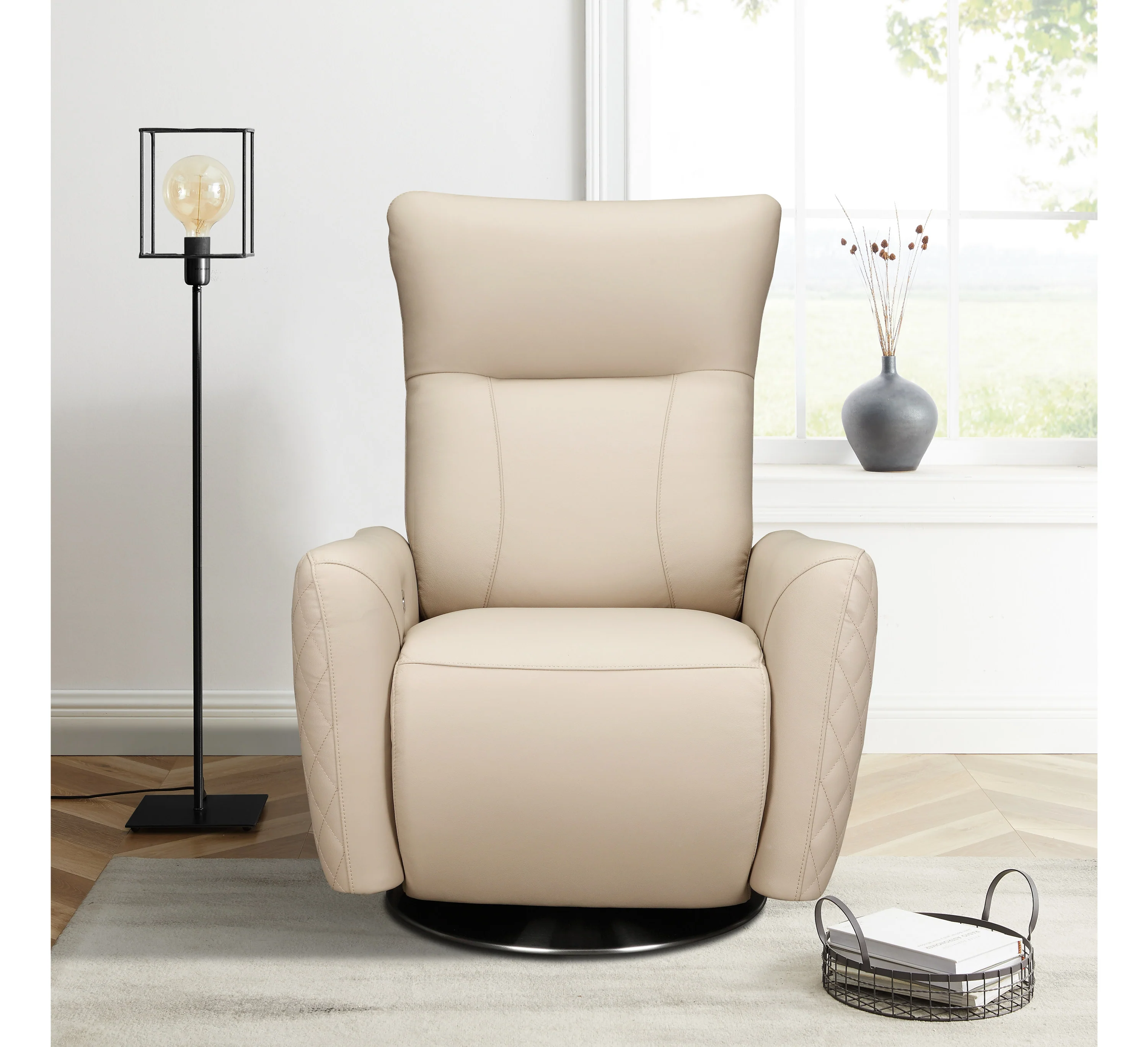 Monti Recliner Chair Cream Leather
