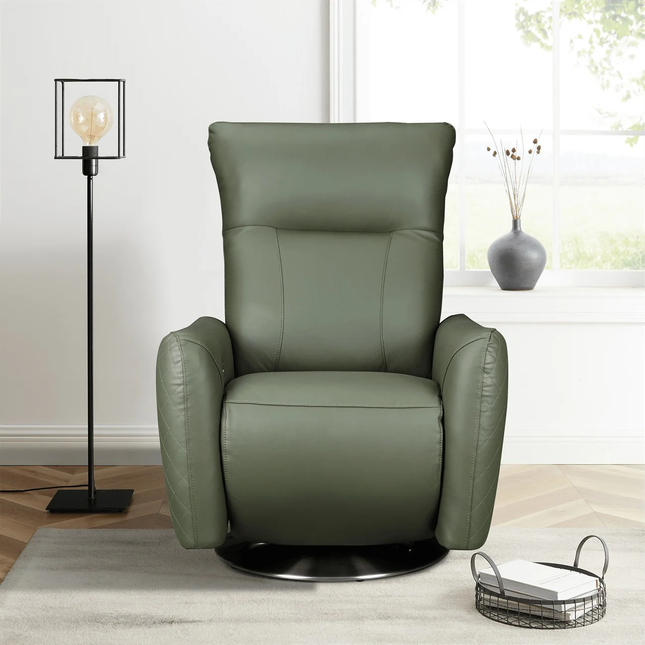 Monti Recliner Chair Green Leather - Image 2