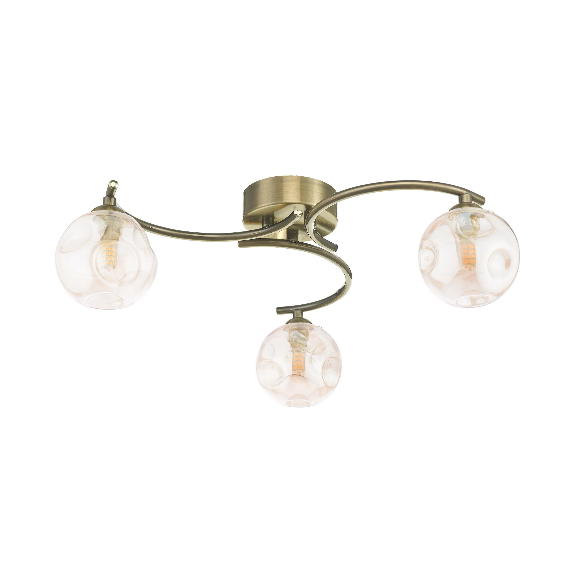 Nakita 3 Light Semi Flush Antique Brass - Ceiling Lighting Collection - Image 2