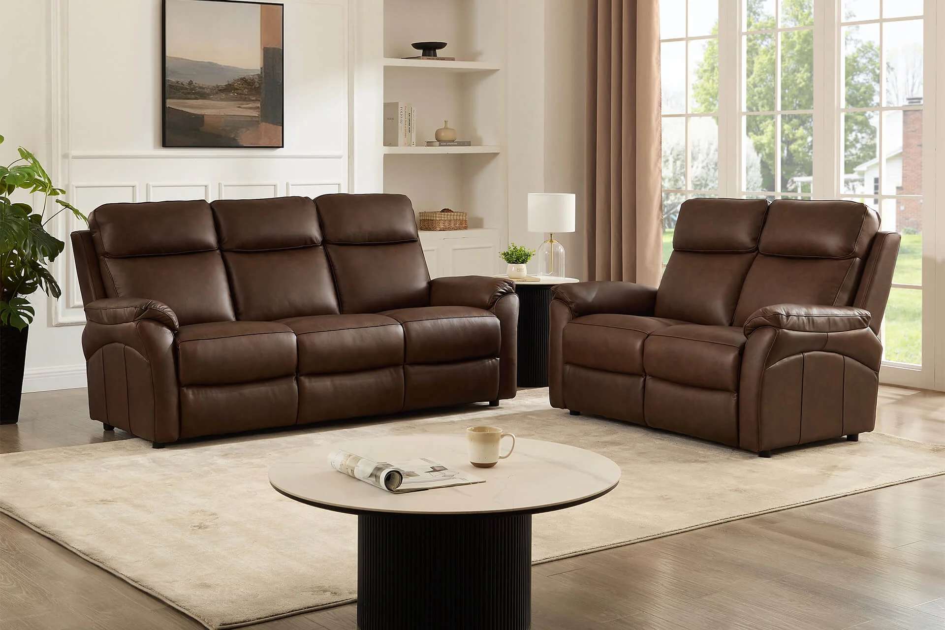 Nardo 2 Seater Sofa Brown – Small Leather Sofa for Living Room - Image 8