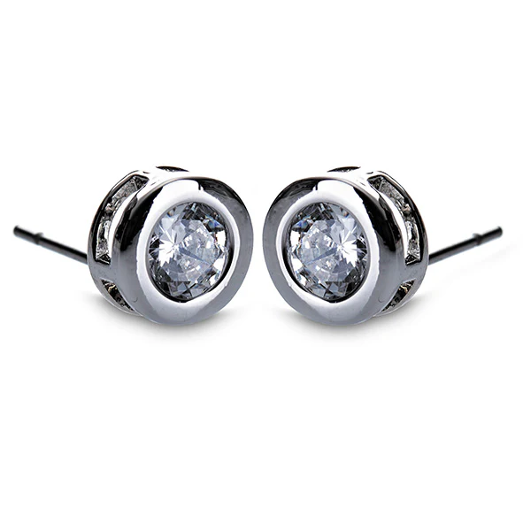 Newgrange Silver Small White Stone Earrings