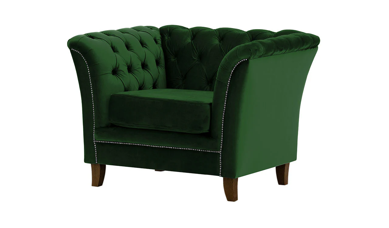 Newport 1 Seater Chair Green Velvet - Image 2