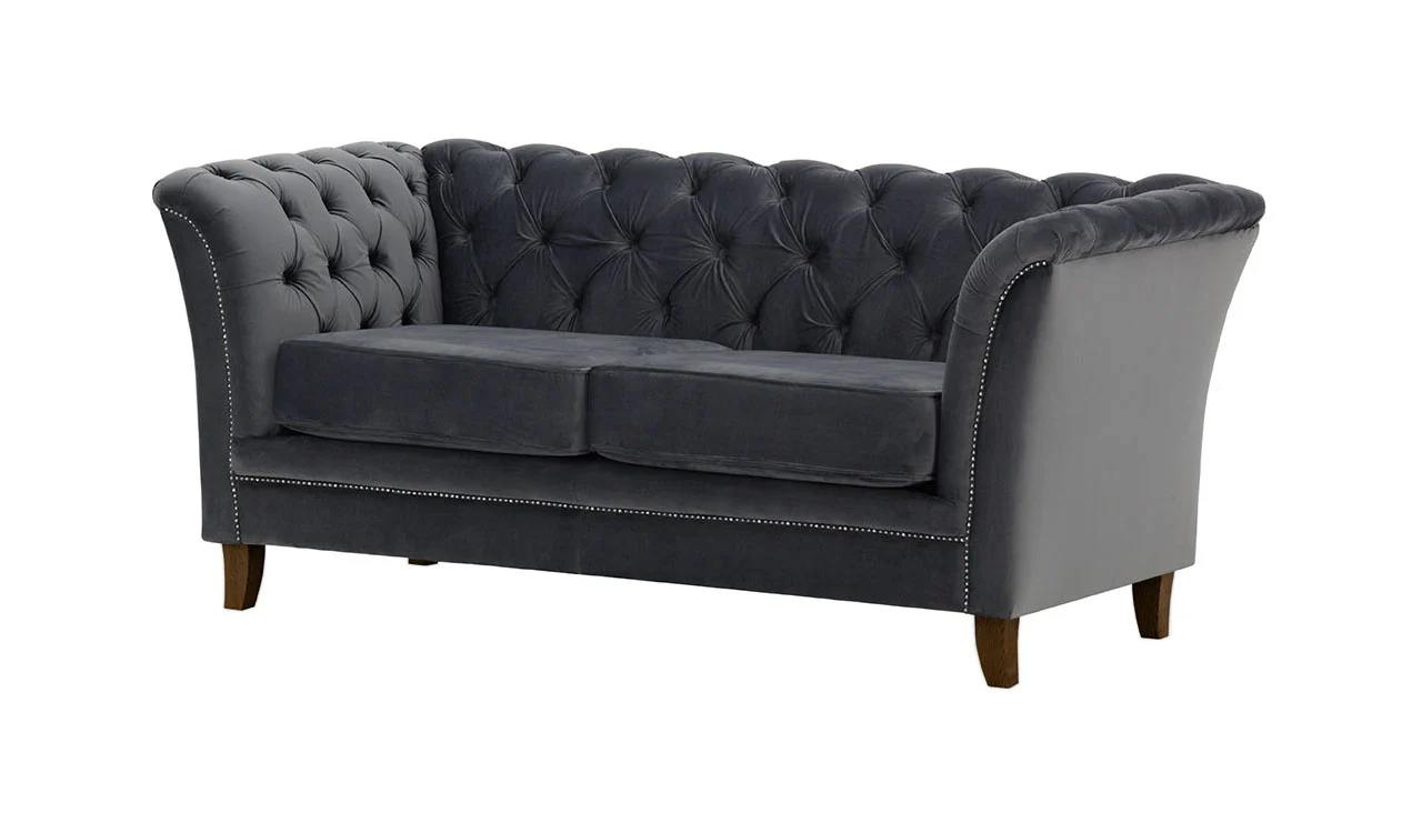 Newport 2 Seater Grey Velvet - Image 2