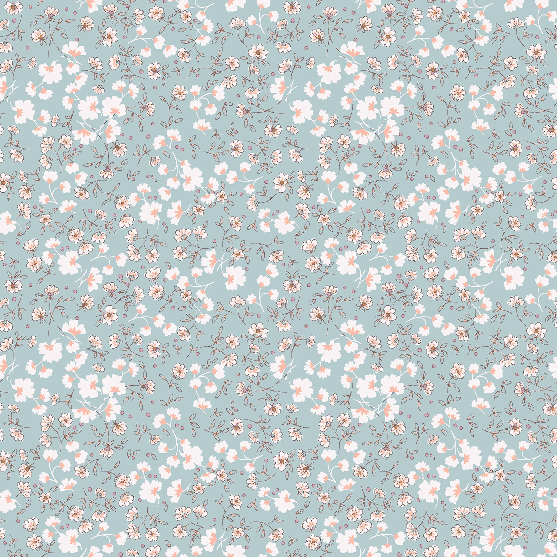 Next Wallpaper Calm Ditsy Floral Duck Egg