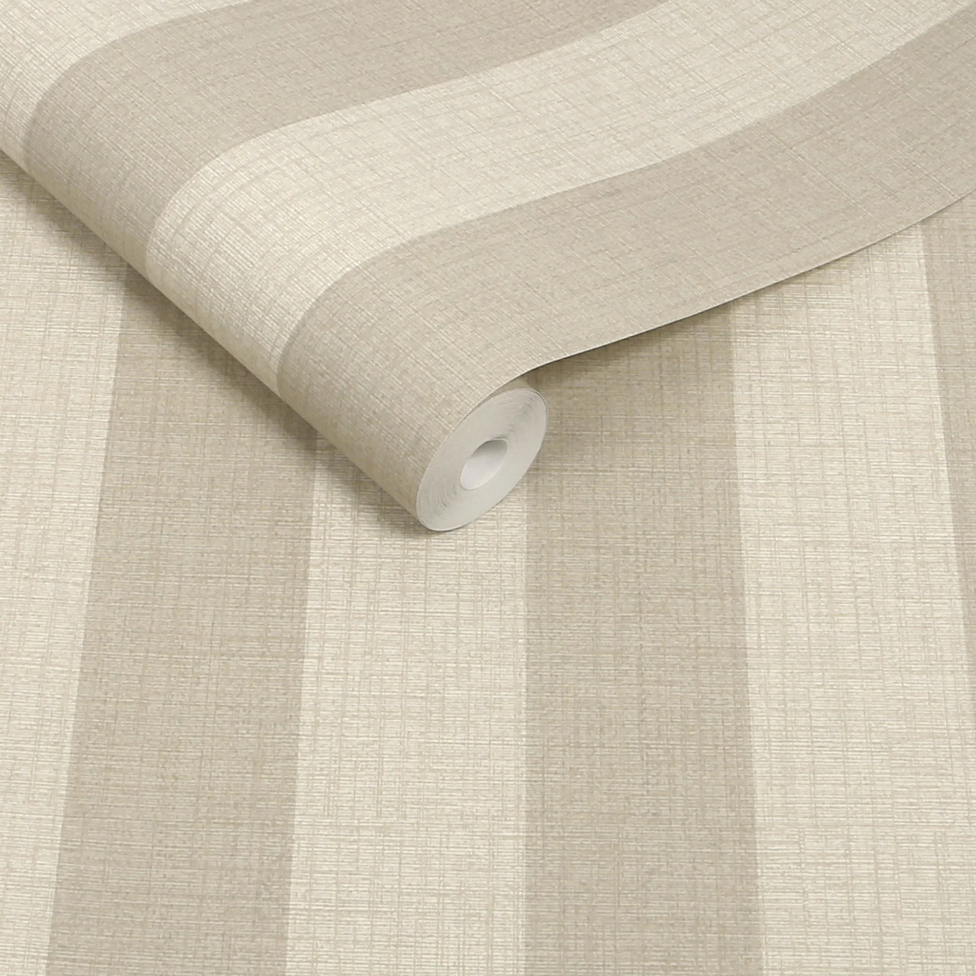 Next Linen Striped Wallpaper Warm Neutral Vertical Stripe Design Non-Woven Easy Hang 10m Roll Elegant Finish - Image 5