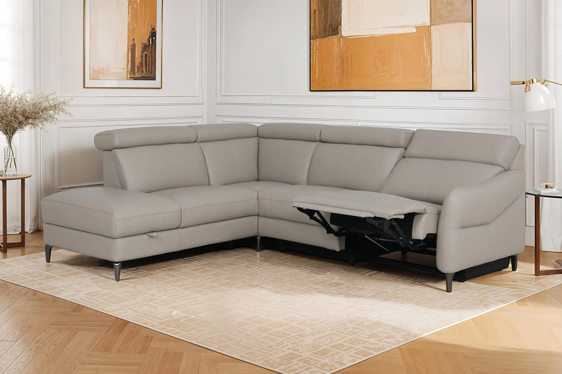 Nico Corner Sofa Electric Recliner LHF Stone - Image 10