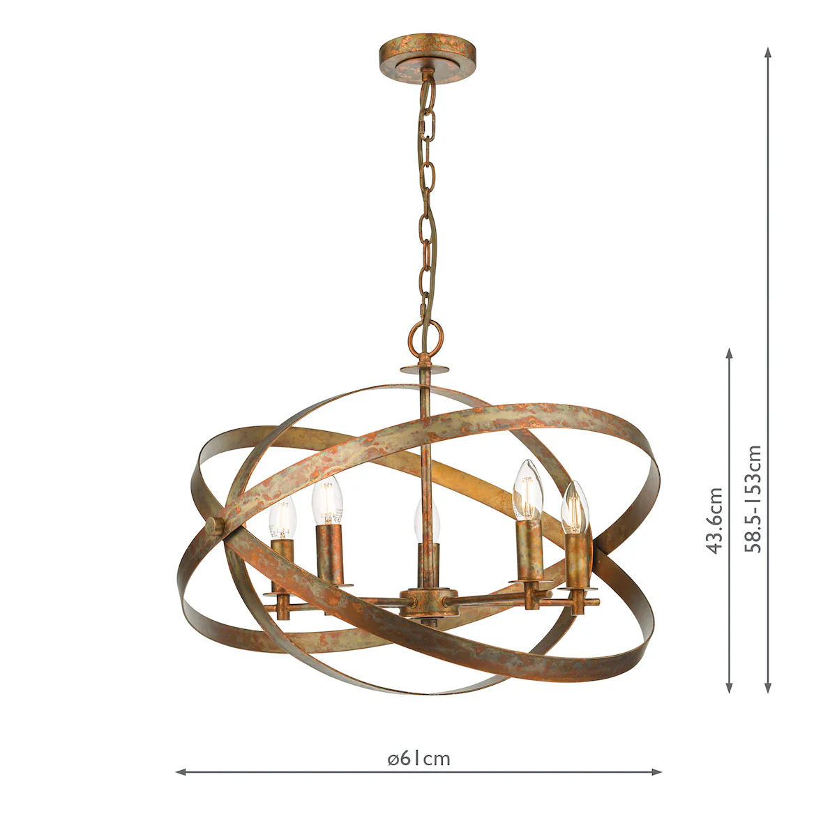 Nitya 5 Light Pendant Mottled Copper - Image 7