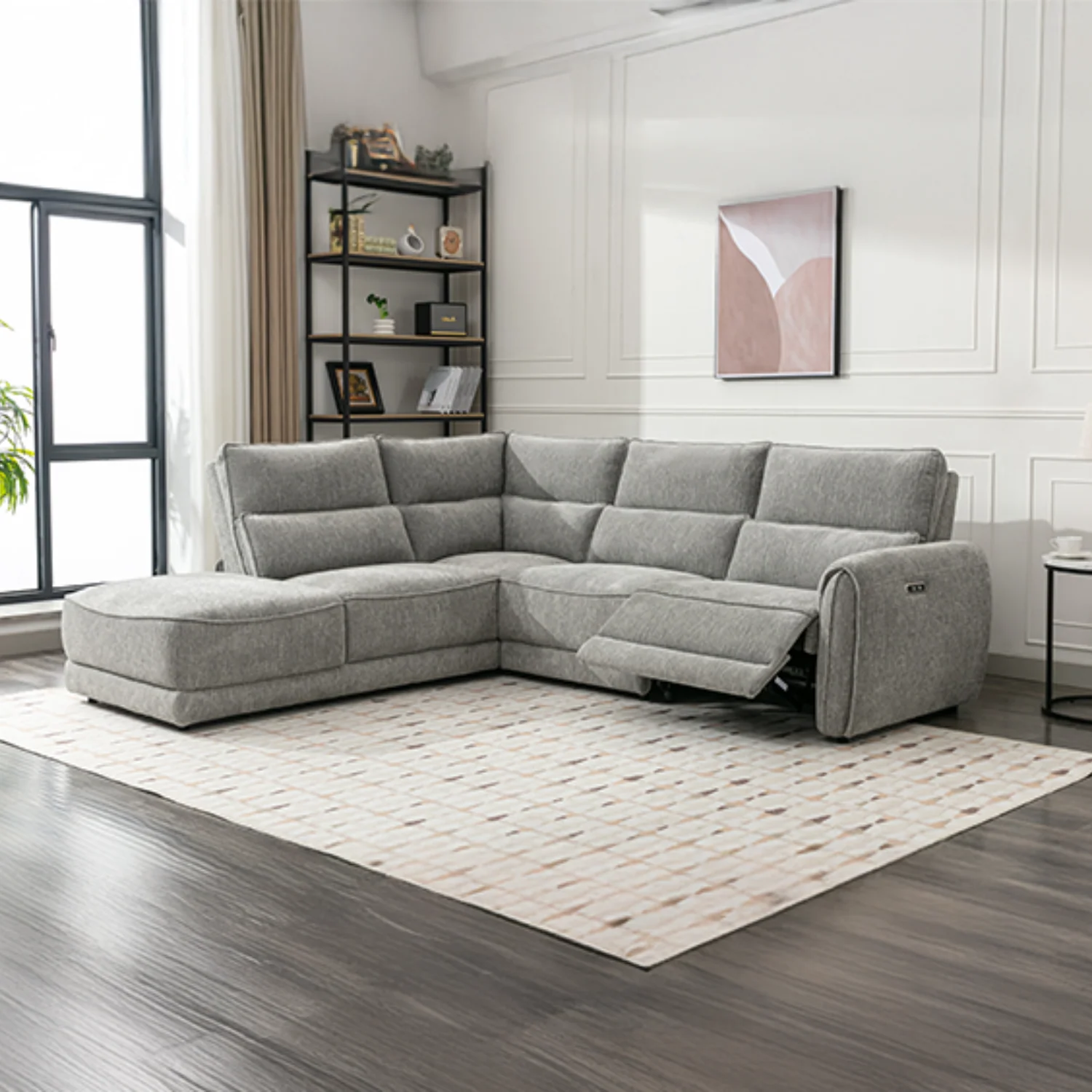 Nora Sectional Corner Sofa Recliner Grey LHF