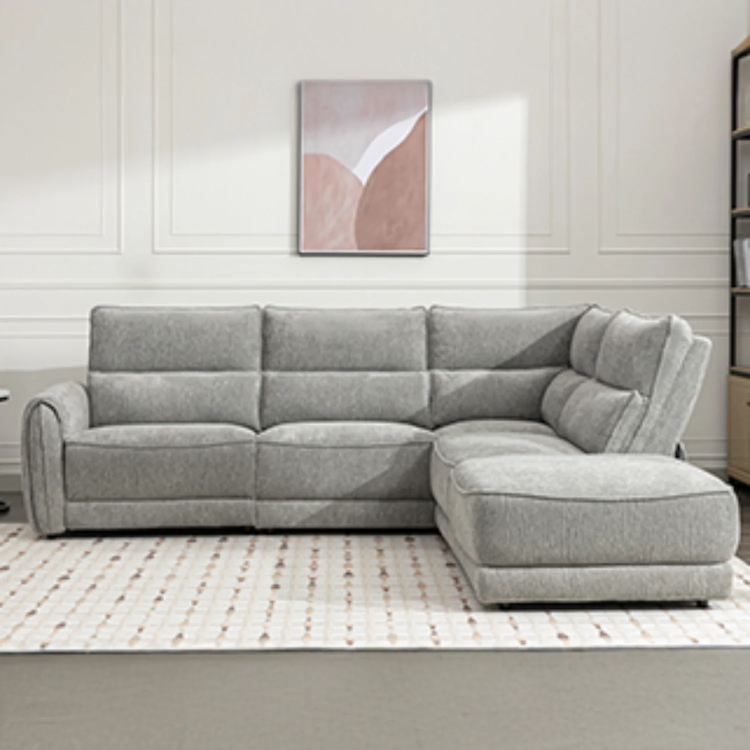 Nora Sectional Corner Sofa Recliner Grey RHF - Image 2