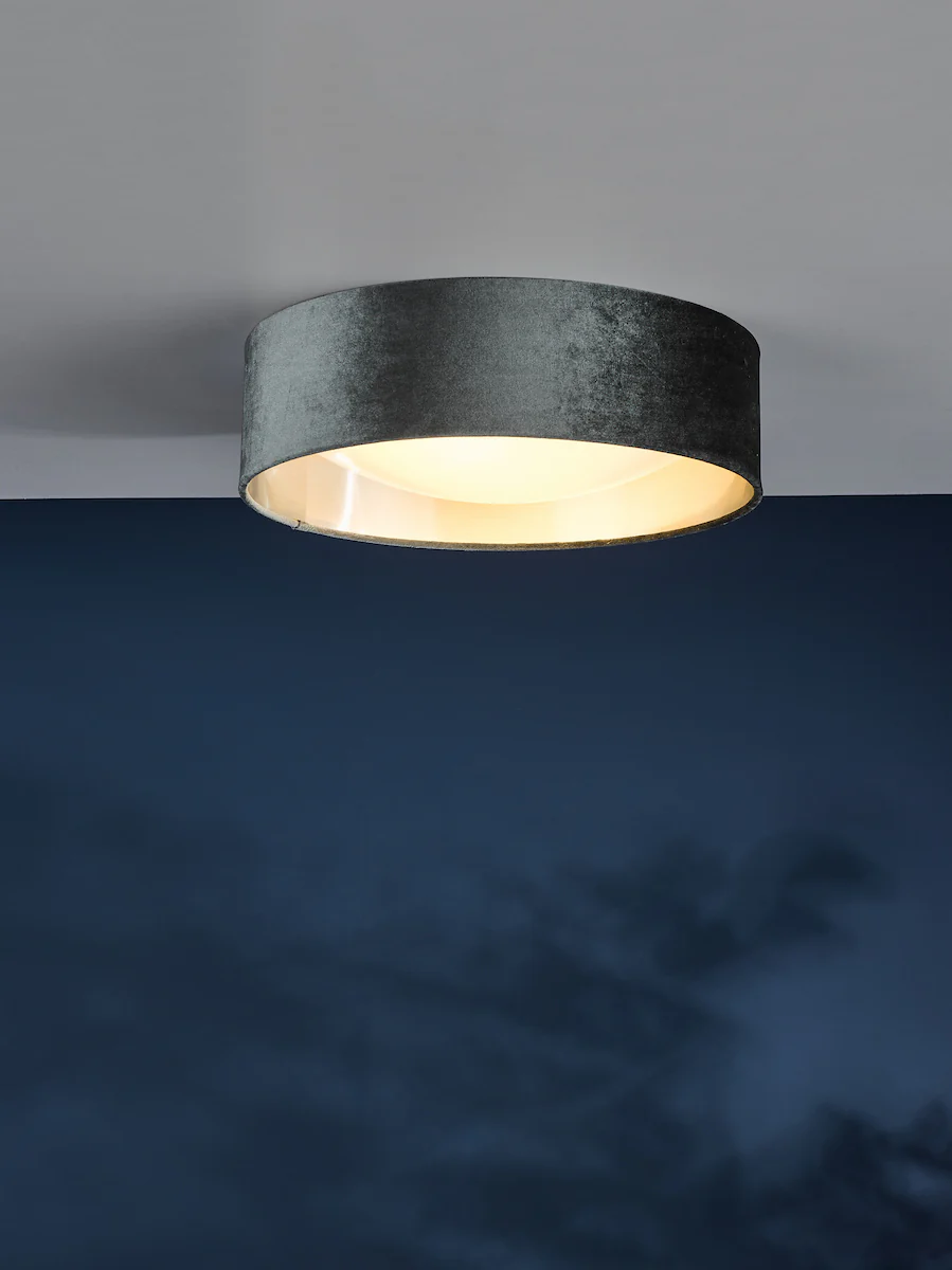 Nysa 2 Light Flush Light Dark Grey Velvet Flush Light Ceiling Fixture with White Acrylic Diffuser | LED Ceiling Flush Light for Modern Home Decor - Image 2