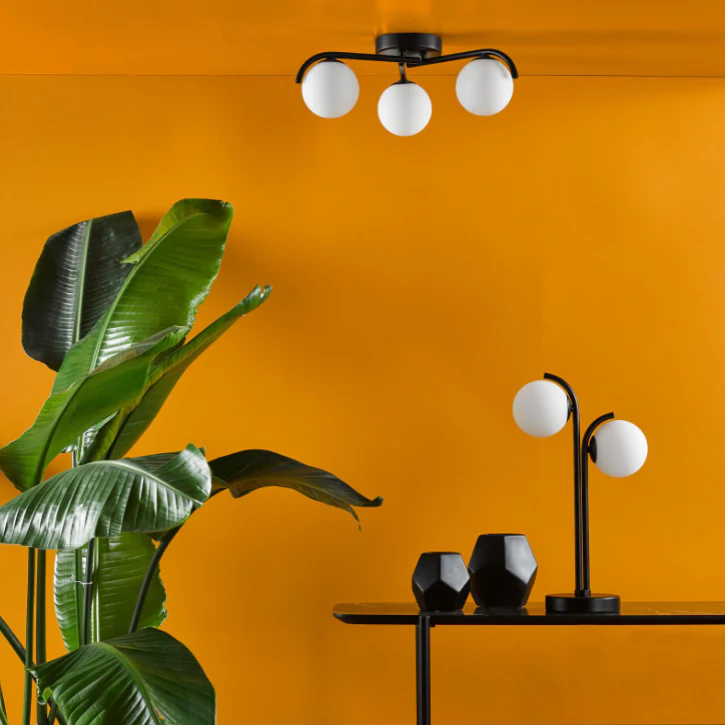 Orlena 3 Light Semi-Flush Matt Black with Opal Glass Shade - Image 6
