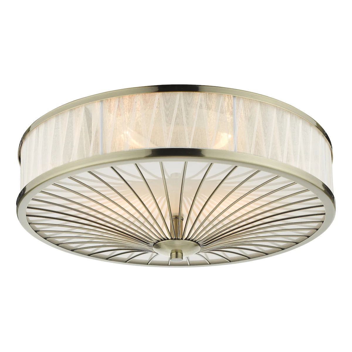 Oslo 3 Light Flush Antique Brass Ceiling Fitting | Elegant LED Compatible Flush Ceiling Light