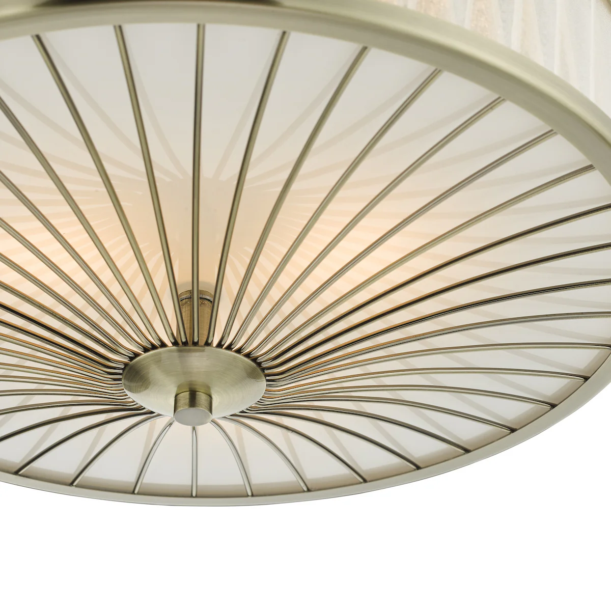 Oslo 3 Light Flush Antique Brass Ceiling Fitting | Elegant LED Compatible Flush Ceiling Light - Image 3