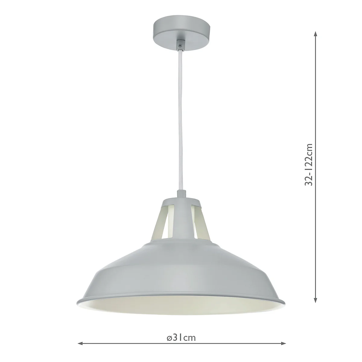 Owain 1 Light Pendant Grey - Image 3