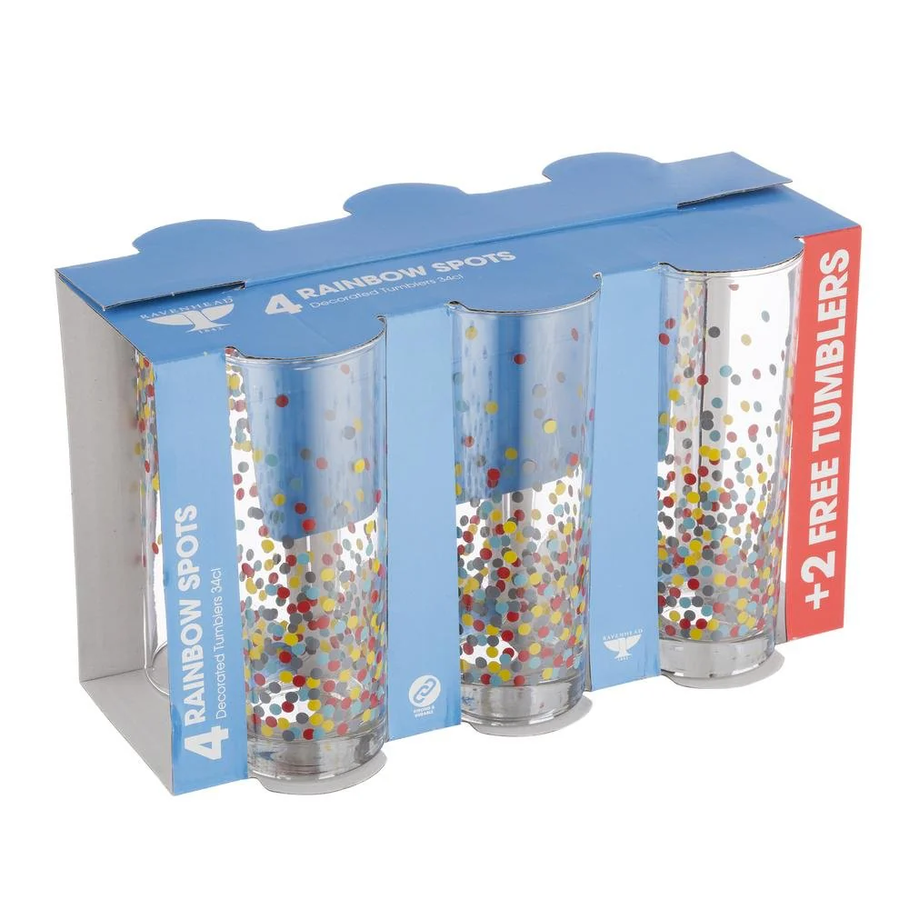 Ravenhead Set of 6 Rainbow Spotted Tumblers - Image 2