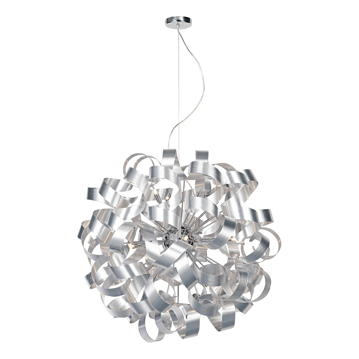 Rawley 12 Light Pendant Brushed Aluminium and Polished Chrome - Contemporary Lighting Collection
