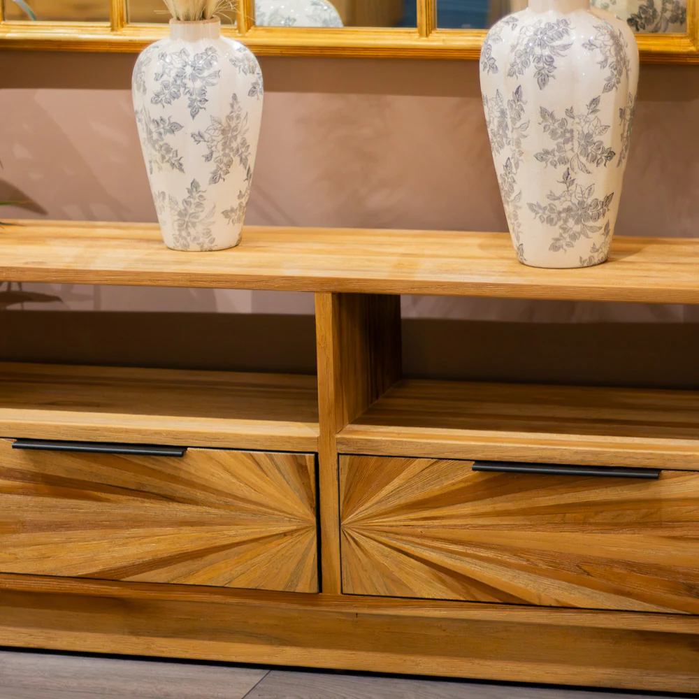Ray TV Unit Ginger Teak – Modern Wooden TV Stand for Living Room - Image 3