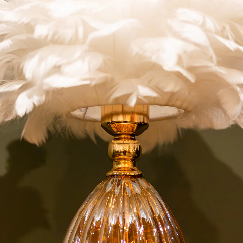 Raya White LED Feather Table Lamp – 40cm Cozy Lighting Accent - Image 4