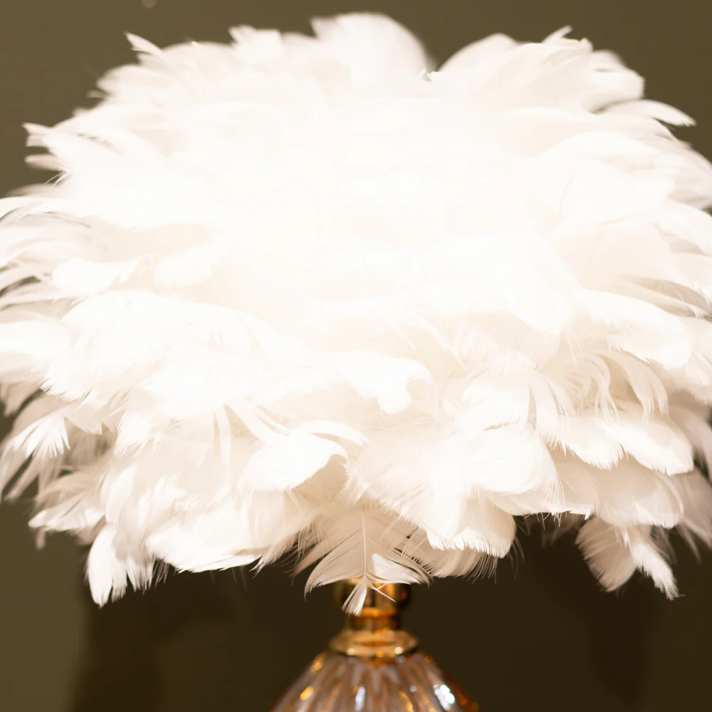 Raya White LED Feather Table Lamp – 40cm Cozy Lighting Accent - Image 5