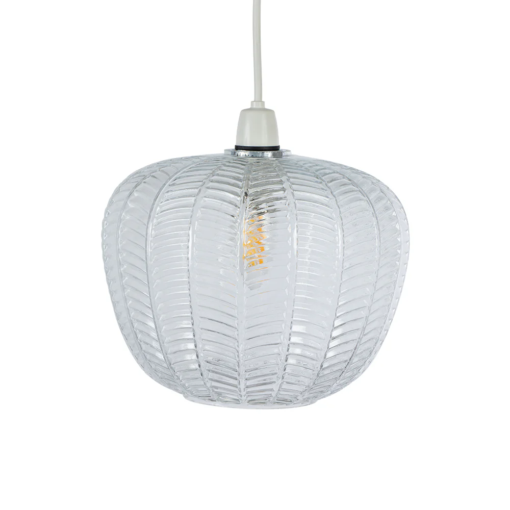 Riverwood Ribbed Glass Shade – Non Electric Lamp Shade for Modern Lighting - Image 2
