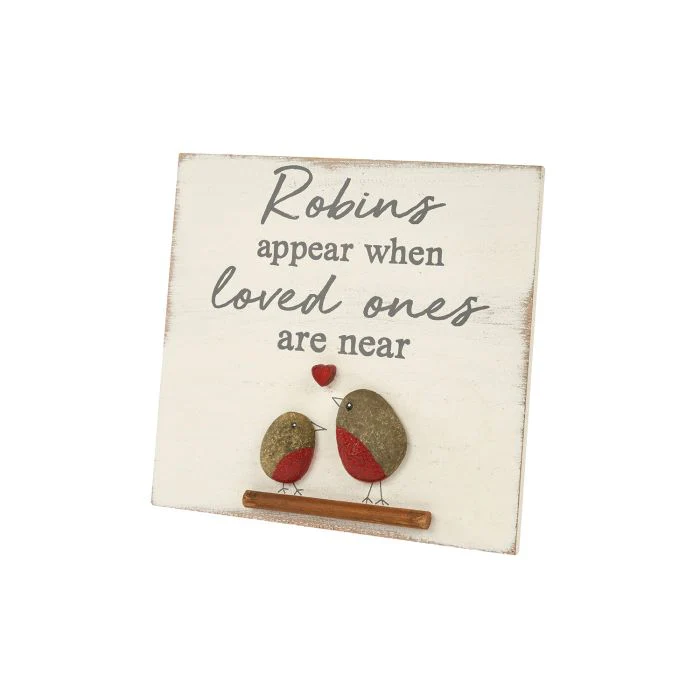 Robins Appear Pebble Plaque