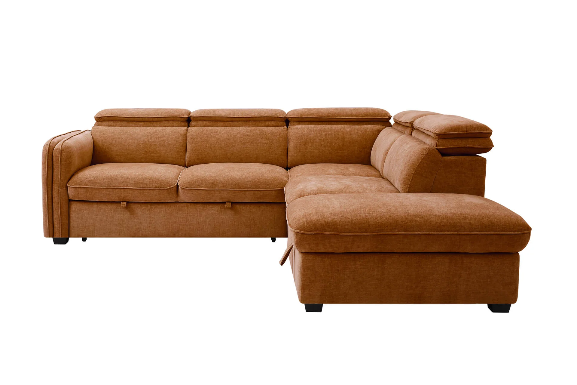 Roscoe Corner Sofa Bed RHF Rust - Fabric Corner Couch Collection - Image 3