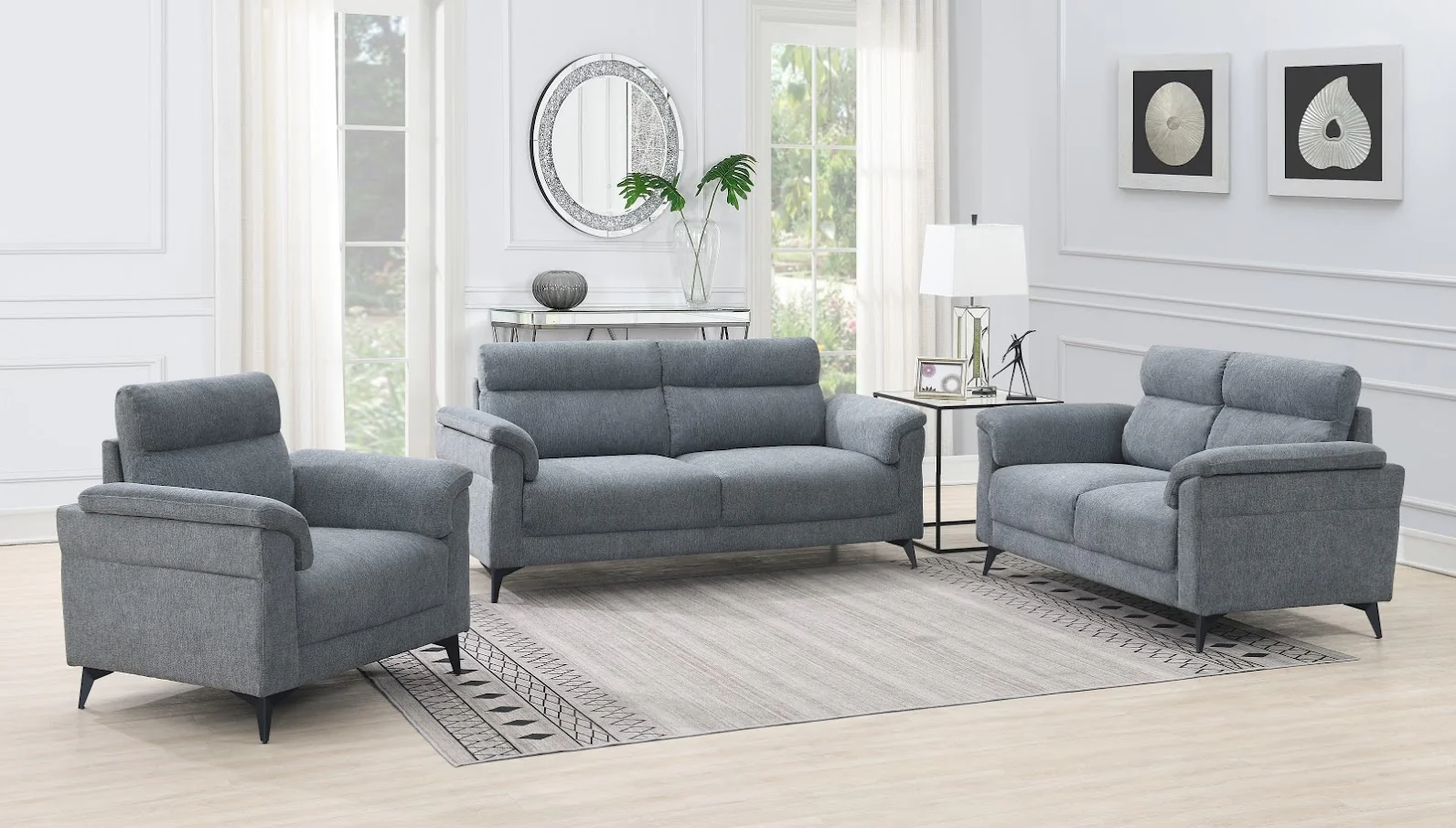 Roxy 3 Seater Sofa Grey - Image 2