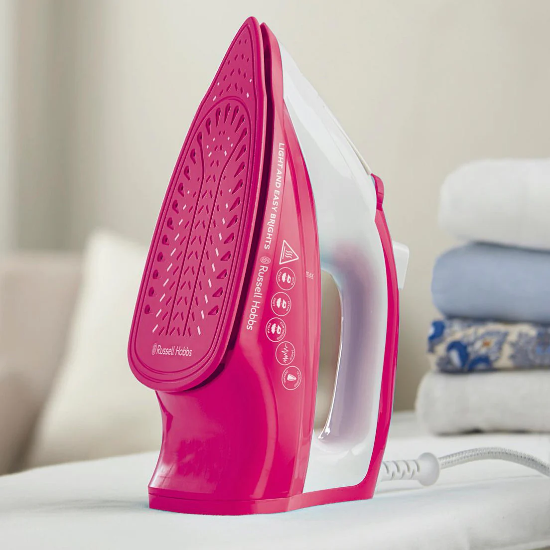 Russell Hobbs Light & Easy Brights Berry Iron 2400W Lightweight Steam Iron with Ceramic Soleplate - Image 2