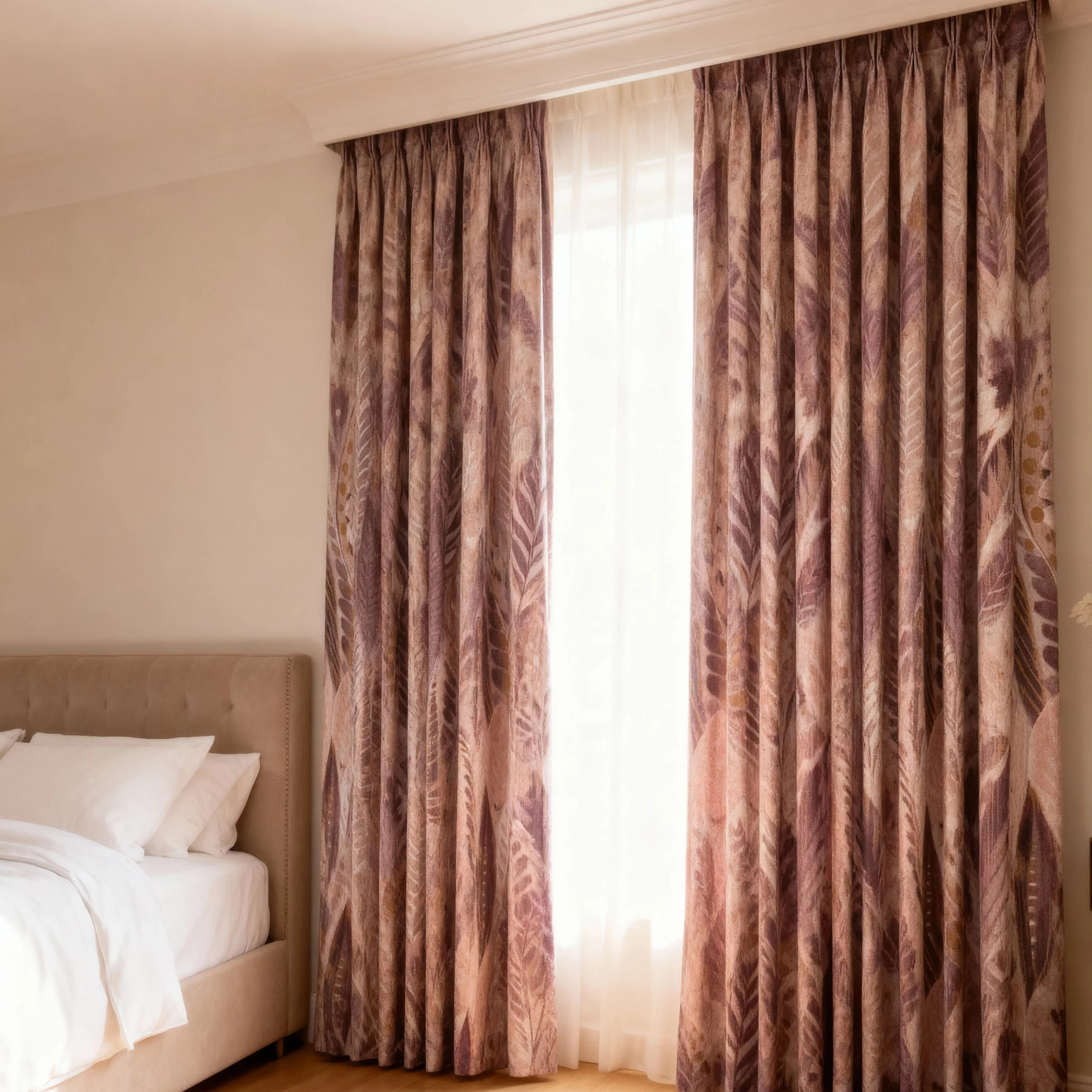 Scatterbox Curtains Aven Pink/Gold - Scatterbox Collection Leaf Pattern