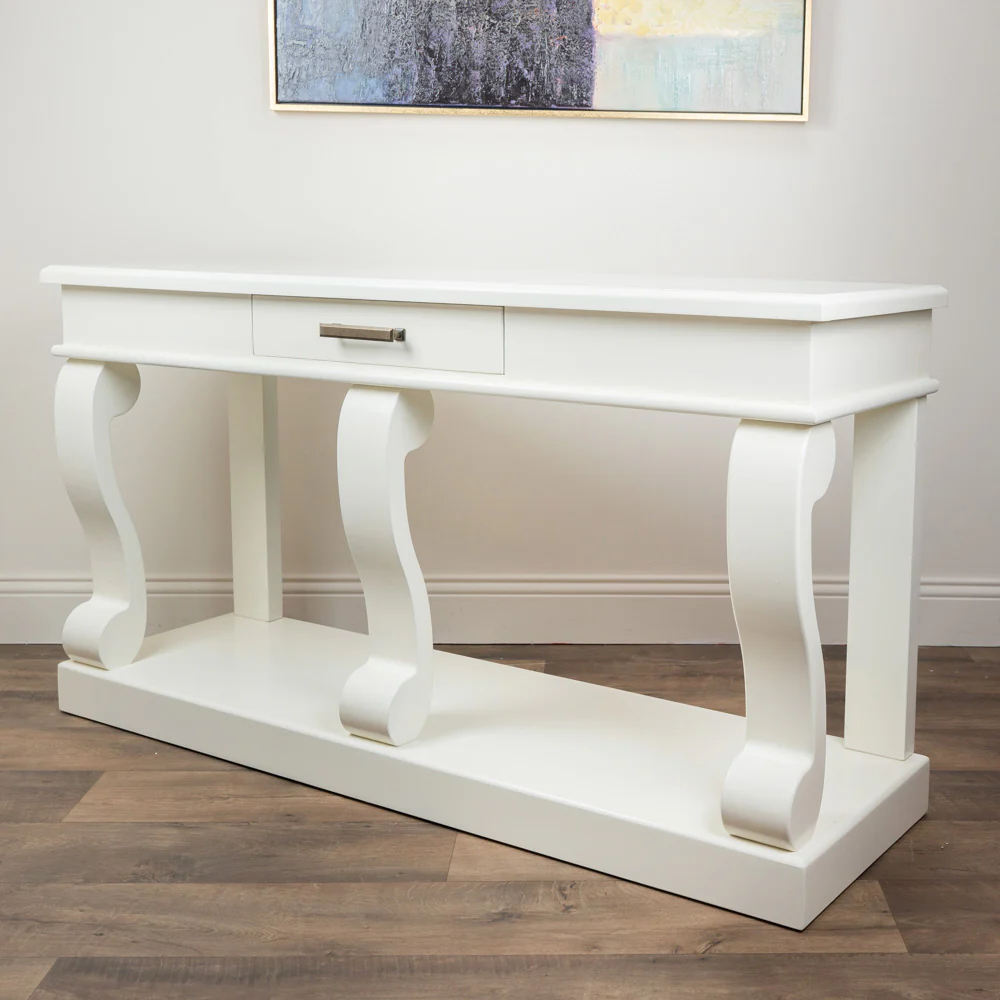 Scroll Ivory Sideboard Table With Drawer - Image 5