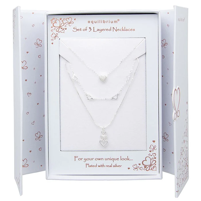 Set Of 3 Layered Hearts Necklaces