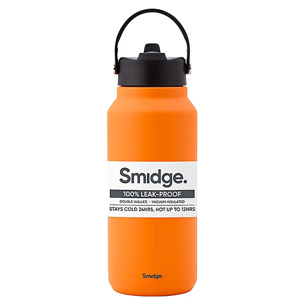 Smidge Bottle 900ml Citrus – Leak-Proof Insulated Stainless Steel Drink Bottle with Straw & Handle