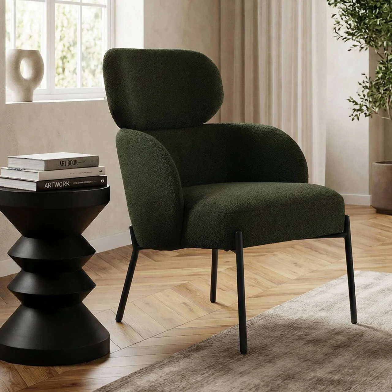 Solana Accent Chair Green -Contemporary Living Room Occasional Chair - Image 2