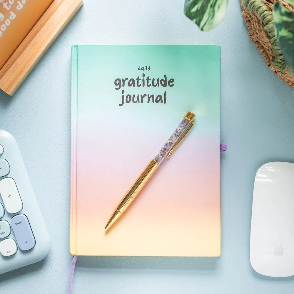 Something Different Multicoloured Gratitude Journal with Amethyst Pen - Mindful Moments Gifts Notebook - Image 3