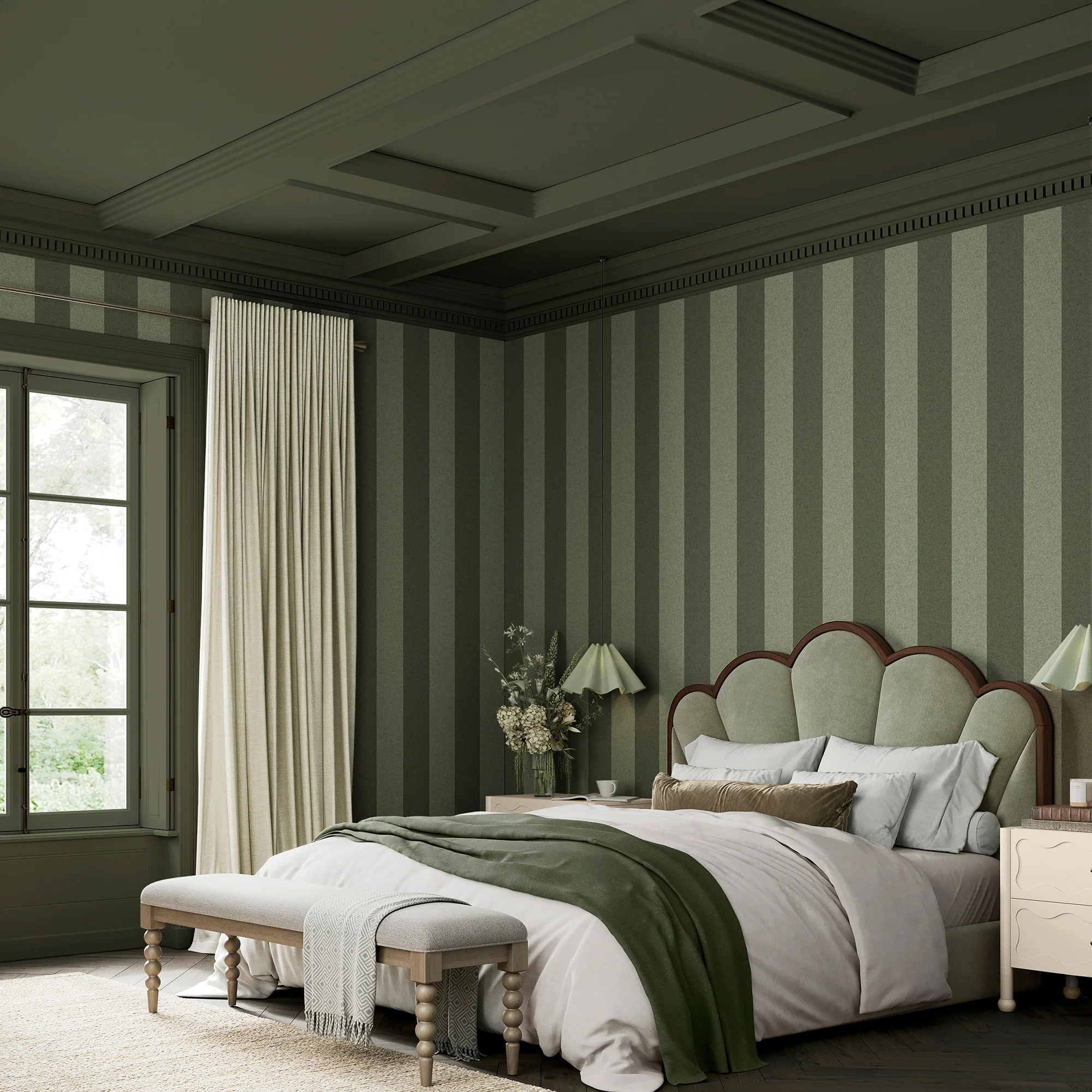 Superfresco Easy Regent Stripe Wallpaper Forest - Modern Wall Covering - Image 2