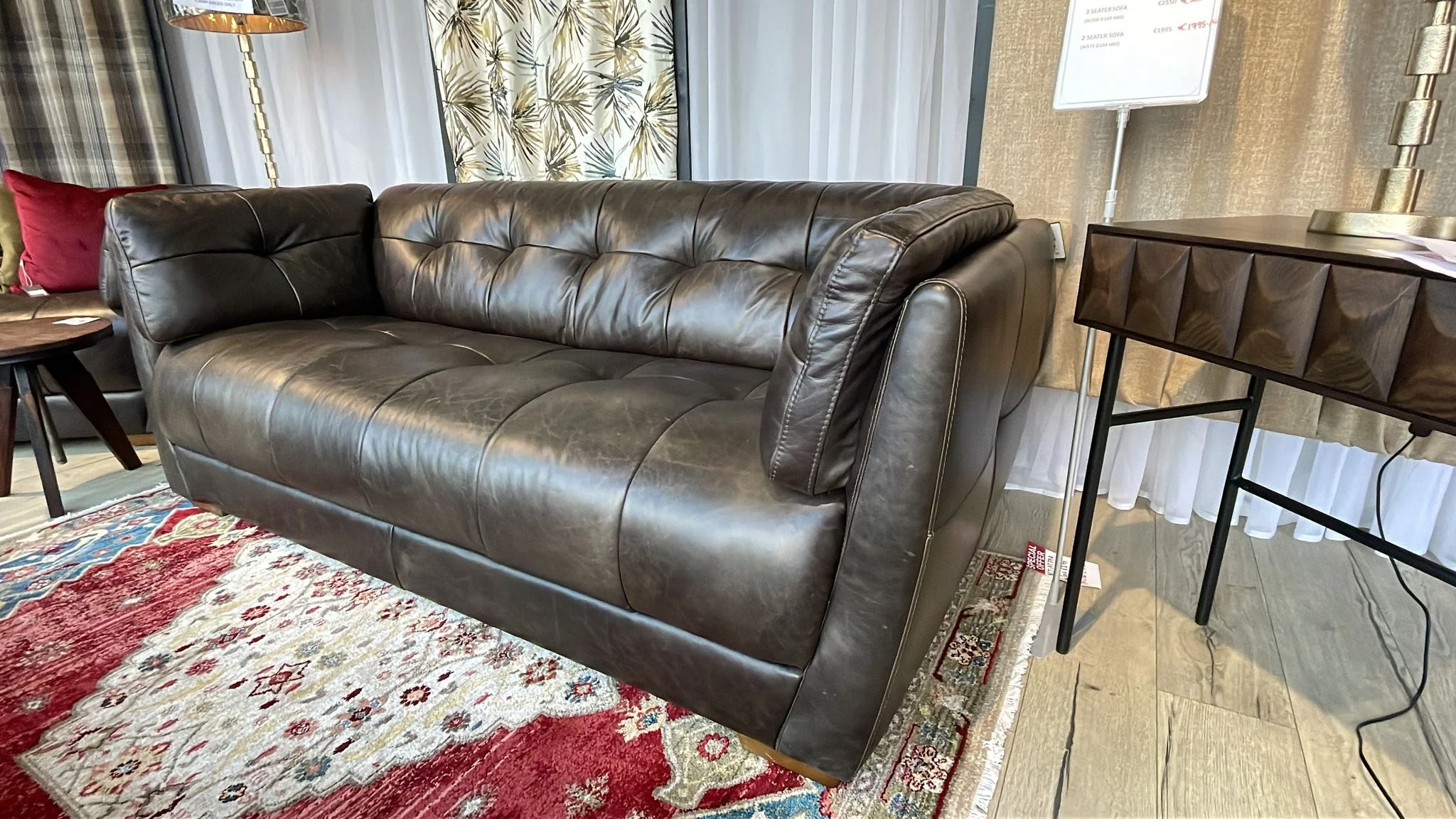 Theo 3 Seater Leather Sofa - Image 4