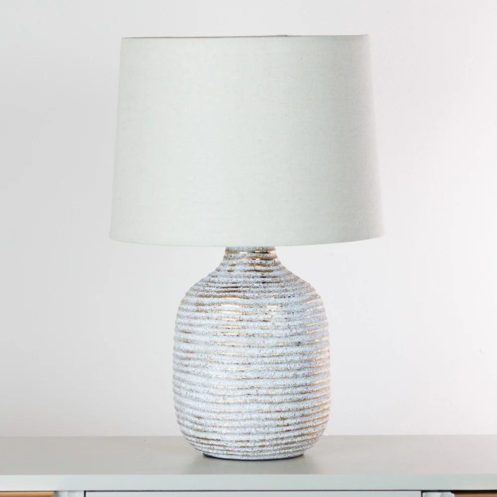 Tiana Ceramic Ridged Table Lamp – 43cm Stylish Home Lighting - Image 3