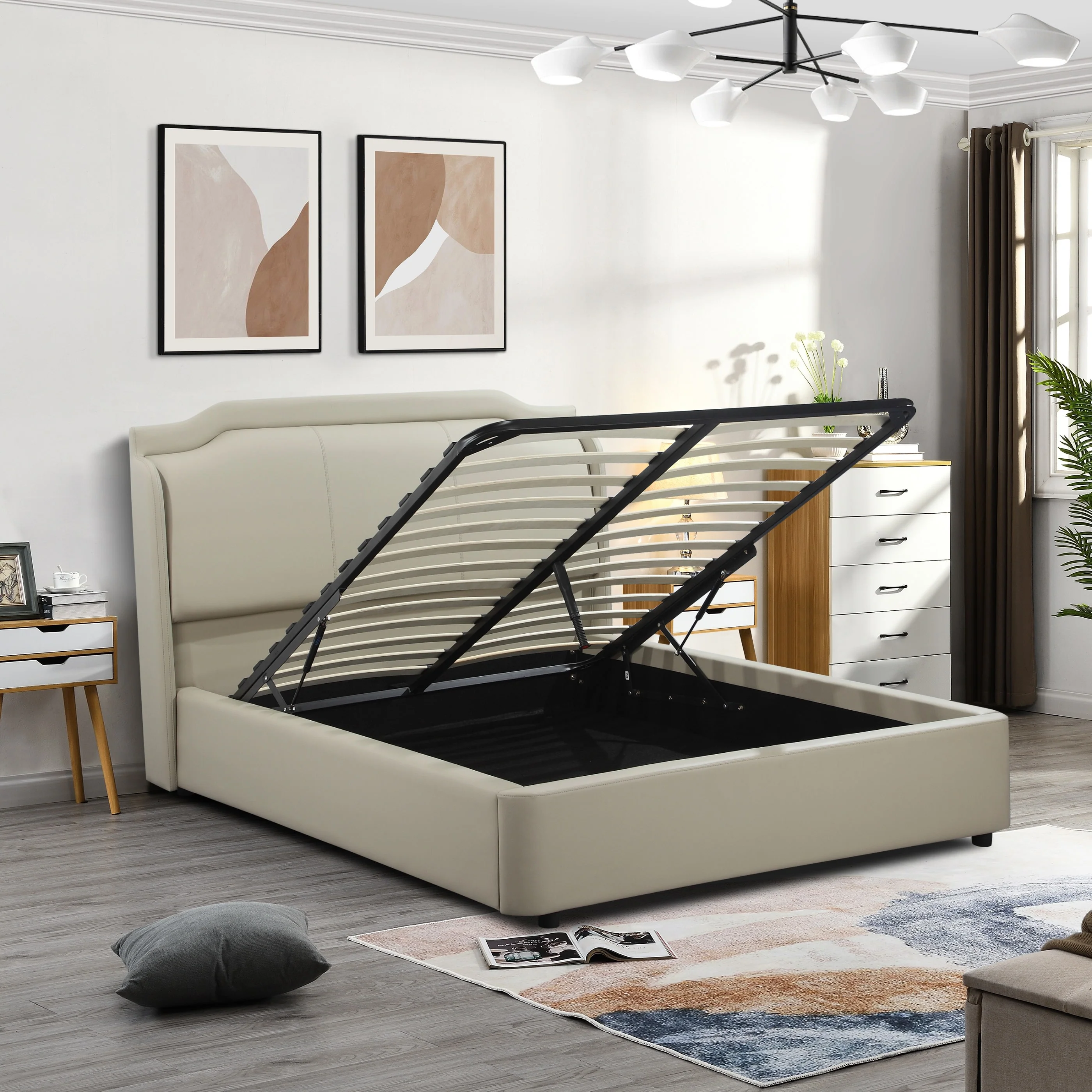 Tipperary 4ft6 Gas-Lift Double Bed – Leather Ottoman Bed - Image 2