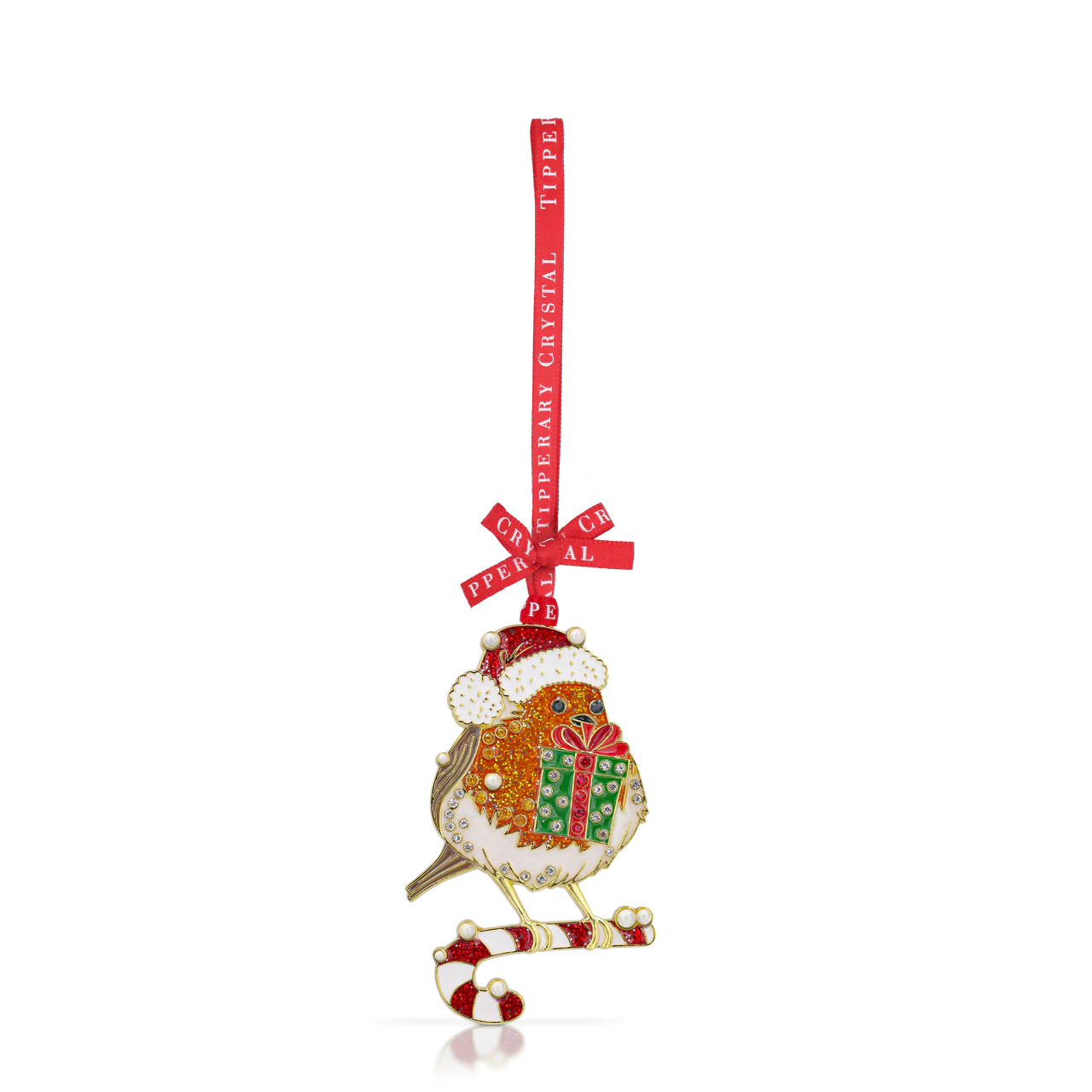 Tipperary Crystal Decoration Robin With Gift