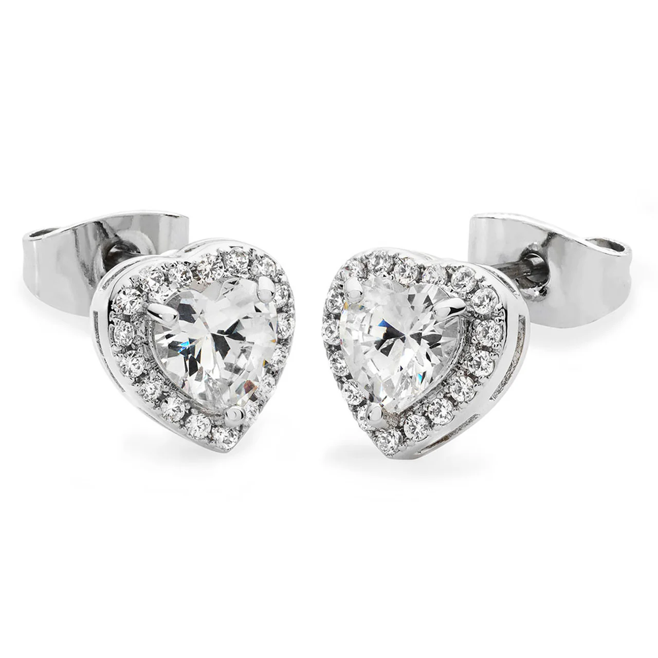 Tipperary Crystal Silver Diamante Heart Stud Earrings