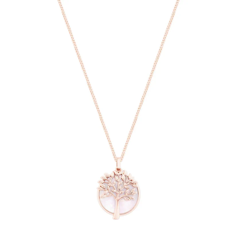 Tipperary Crystal Tree of Life Mother of Pearl Pendant Necklace in Rose Gold Jewellery Gift